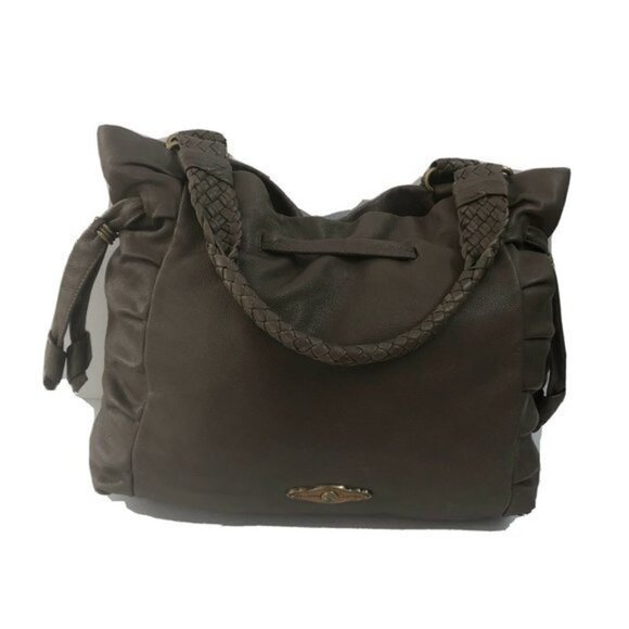 Elliot Lucca Handbag Leather Taupe Shoulderbag Tote Satchel - Picture 7 of 8